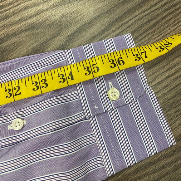Robert Talbott Purple & Navy Stripe Shirt 17.5 - Picture 4 of 5